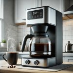 Best coffee maker machine brewing fresh coffee on a countertop. Best coffee maker machine brewing fresh coffee on a countertop.